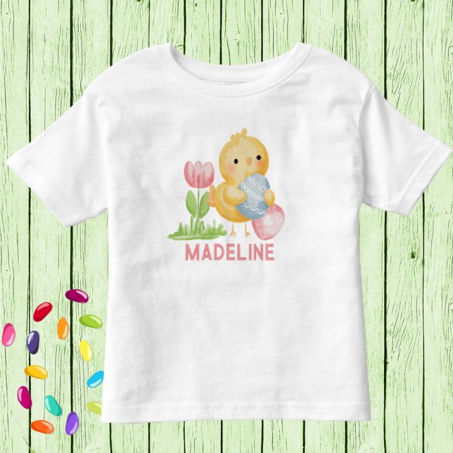 Chicken baby Påsk med Personligen Eggs T Shirt (Skapare uppladdad)