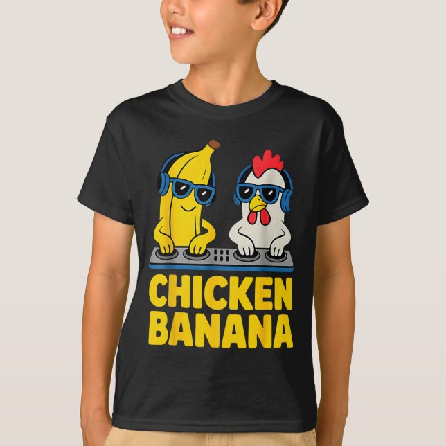 Chicken Banana Dj  T Shirt (Framsida)