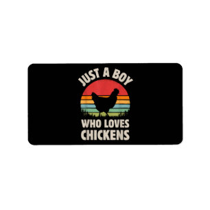Chicken bara en pojke som Kärlek Retro Farm Animal Adressetikett