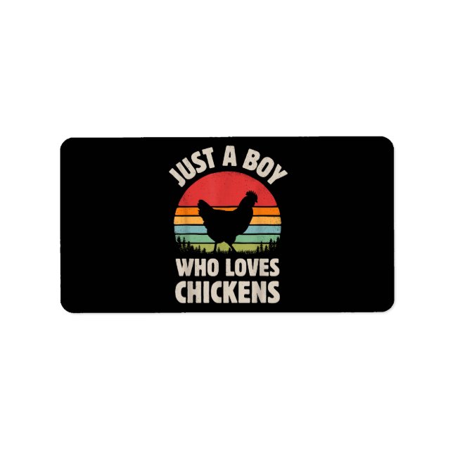 Chicken bara en pojke som Kärlek Retro Farm Animal Adressetikett (Framsidan)
