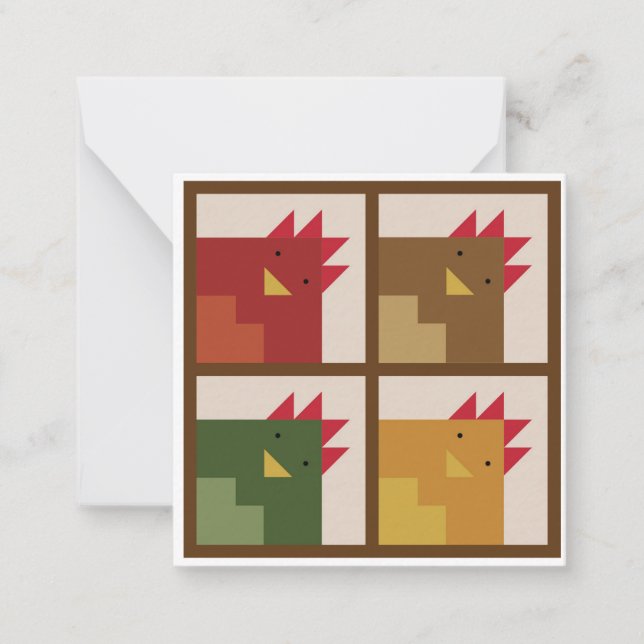 Chicken Barn Quilt Notecards Anteckningskort (Framsida)