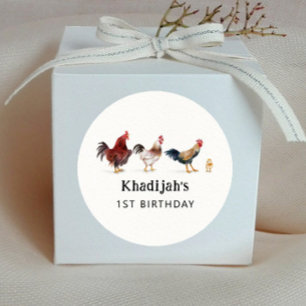 Chicken Barns födelsedag Party Favor Runt Klistermärke