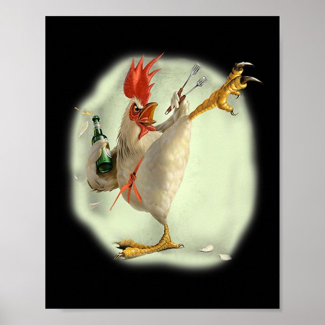 Chicken Beer Karate Coola Chicken Funny Chicke Poster (Framsidan)