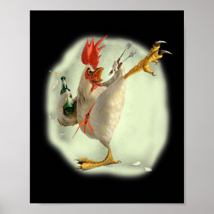 Chicken Beer Karate Coola Chicken Funny Chicke Poster