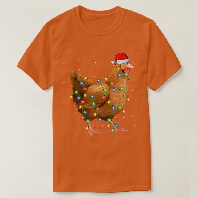 Chicken Bird Älskare Julafton Ljus Santa Chicken C T Shirt (Design framsida)