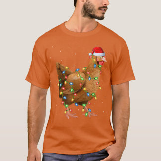 Chicken Bird Älskare Julafton Ljus Santa Chicken C T Shirt