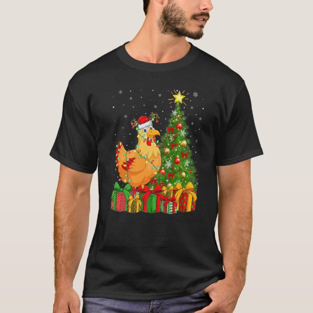 Chicken Bird  Xmas Holiday Santa Chicken Christmas T Shirt (Framsida)