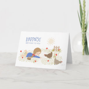Chicken Birthday Farmhouse Animal Nostalgia Kort