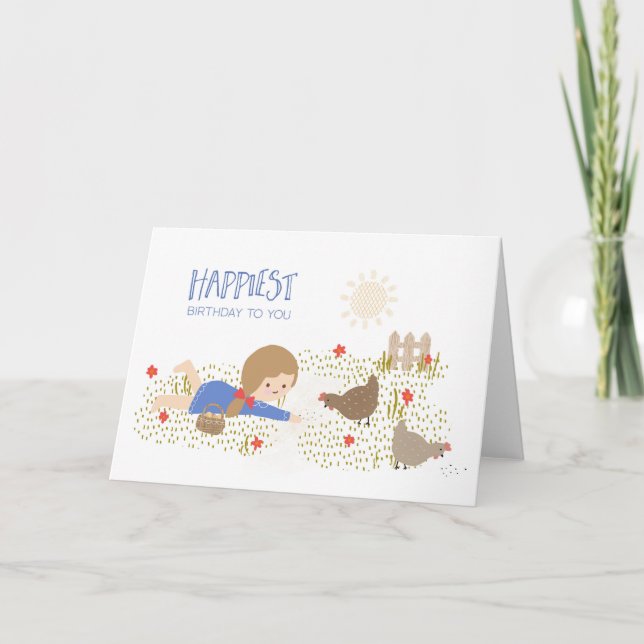 Chicken Birthday Farmhouse Animal Nostalgia Kort (Framsida)