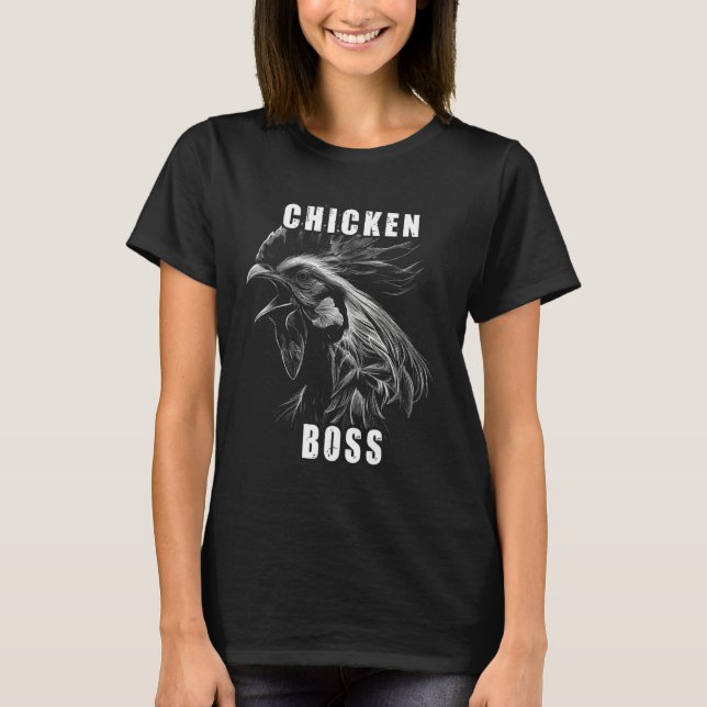 Chicken Boss cooler Hahn für Landwirt oder Bauer T Shirt (Framsida)
