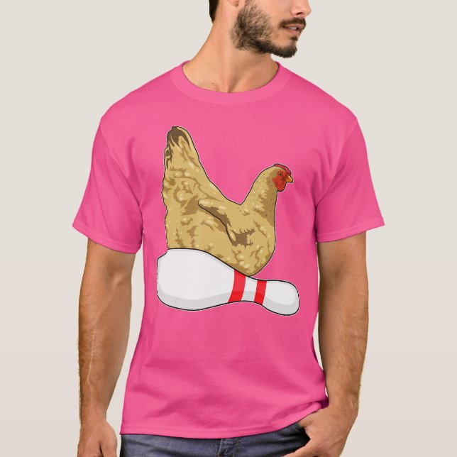 Chicken Bowling Bowling Pin Sports T Shirt (Framsida)
