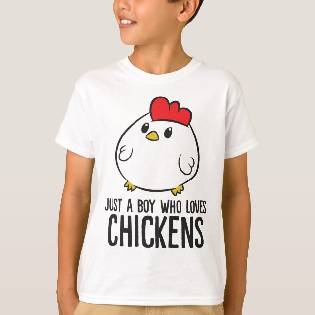 Chicken Boy är bara en pojke som Kärlek Chickens T Shirt (Framsida)