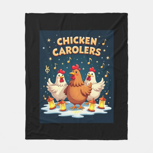 Chicken Carolers Fleecefilt (Framsidan)