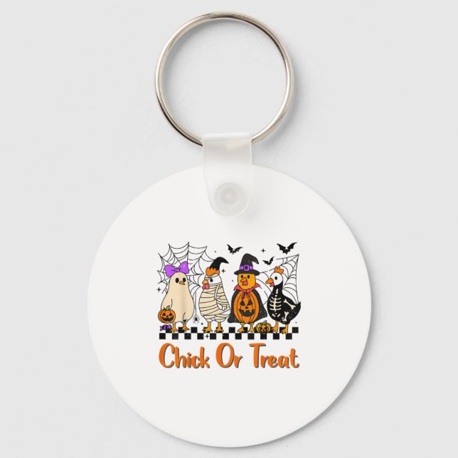 Chicken Chick eller Beat Funny Halloween Costume F Nyckelring (Framsida)