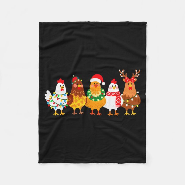 Chicken Christmas Lights Farm-girl Animal Lover Ro Fleecefilt (Framsidan)