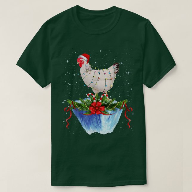 Chicken Christmas Lights Xmas Funny  T Shirt (Design framsida)