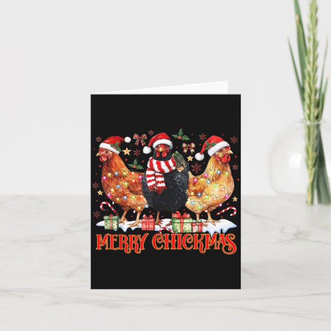 Chicken Christmas Merry Chickmas Santa Claus Hat F Kort (Framsida)