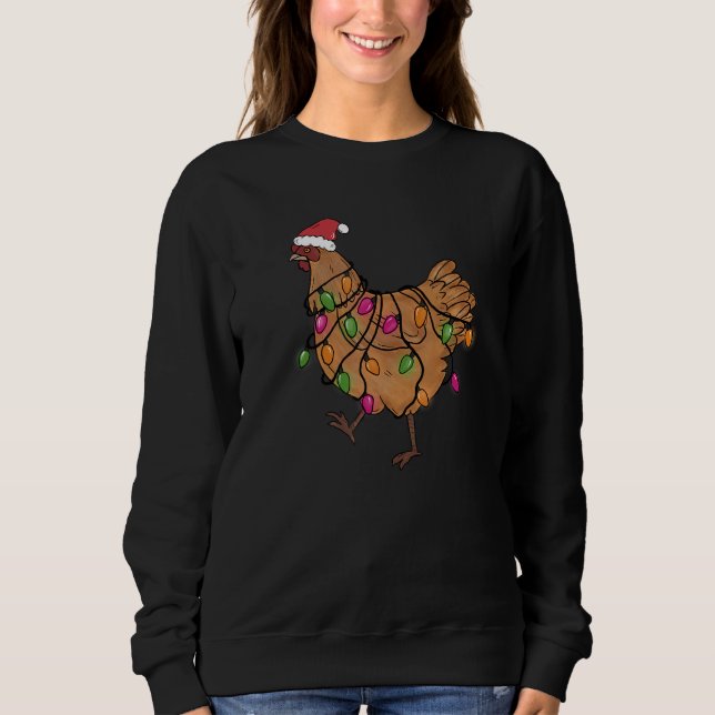 Chicken Christmas Santa  Christmas Lights Chicken T Shirt (Framsida)