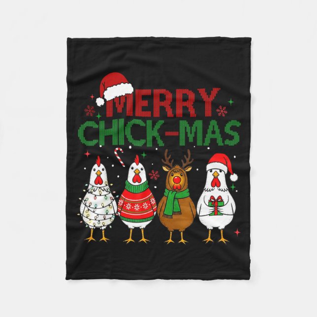 Chicken Christmas Santa Hat Merry Chickmas Xmas Fa Fleecefilt (Framsidan)
