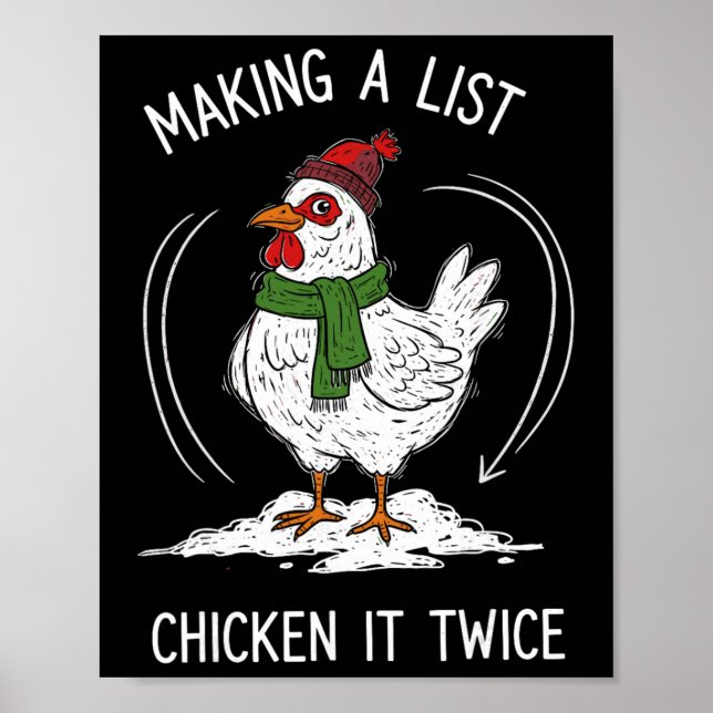 Chicken Christmas Shirt, Making A List Chicken It  Poster (Framsidan)