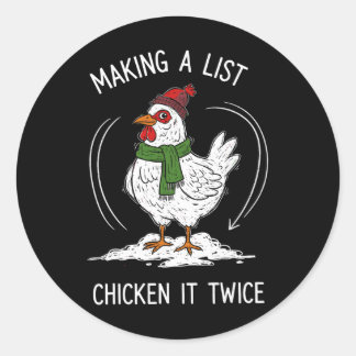 Chicken Christmas Shirt, Making A List Chicken It  Runt Klistermärke