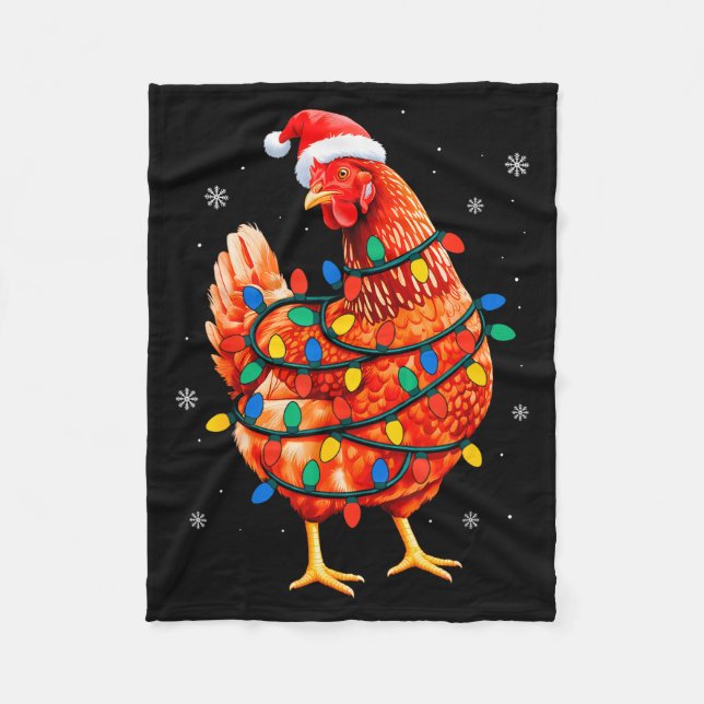 Chicken Christmas Tree Lights Farm Animal Santa Xm Fleecefilt (Framsidan)
