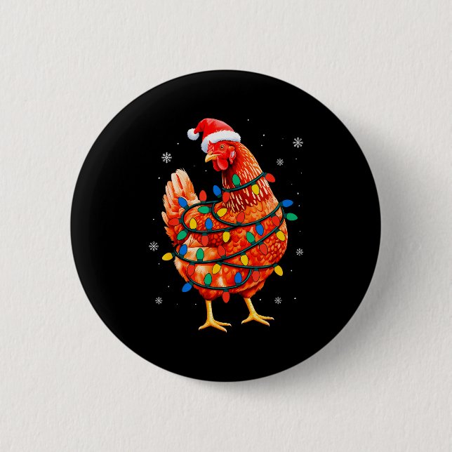 Chicken Christmas Tree Lights Farm Animal Santa Xm Knapp (Framsida)