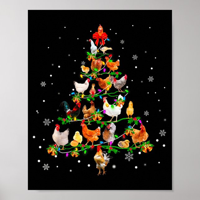 Chicken Christmas Tree Ornament Decor Xmas  Poster (Framsidan)