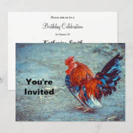 Chicken Colorful Tupp Photo Birthday Inbjudningar