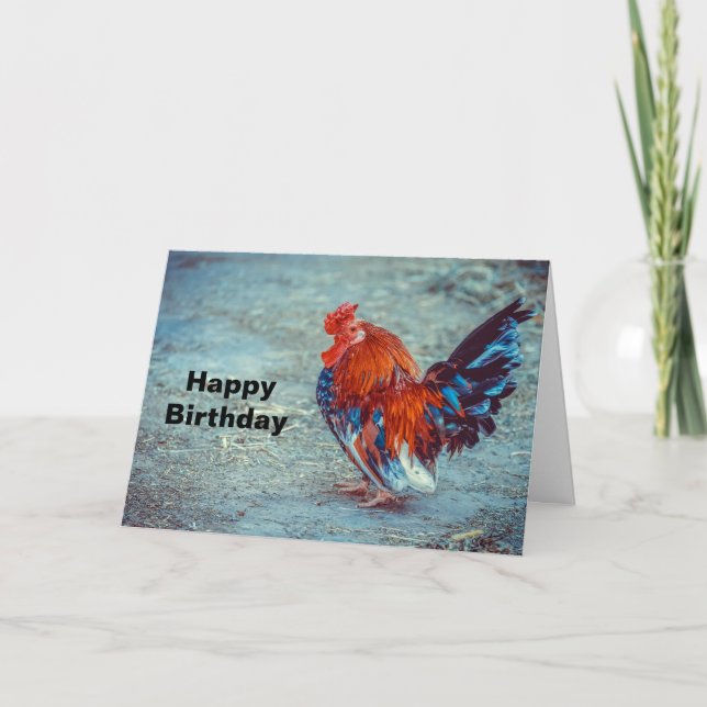 Chicken Colorful Tupp Photo Birthday Kort (Framsida)