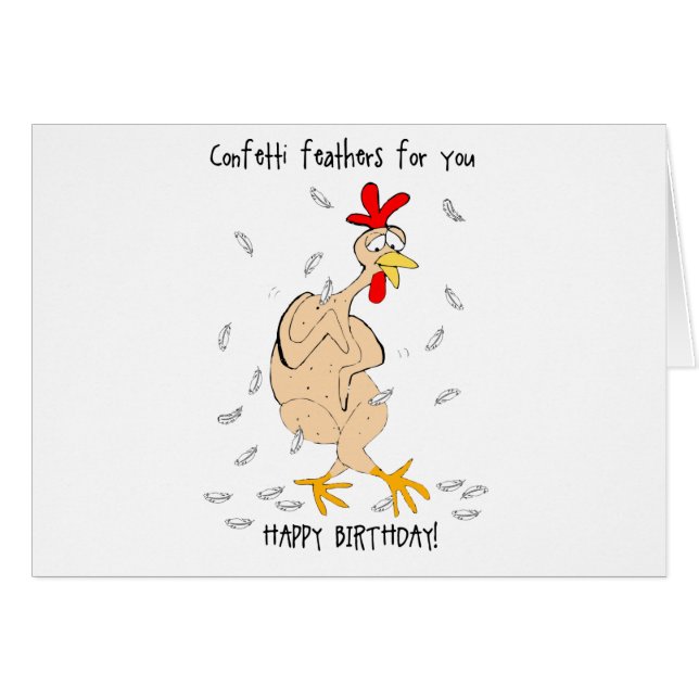 Chicken Confetti Feathers Hälsningskort (Framsidan Horizontal)