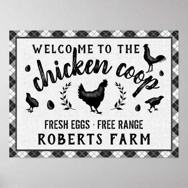 Chicken Coop Hen Black Buffalo Check Play Land Poster (Framsidan)