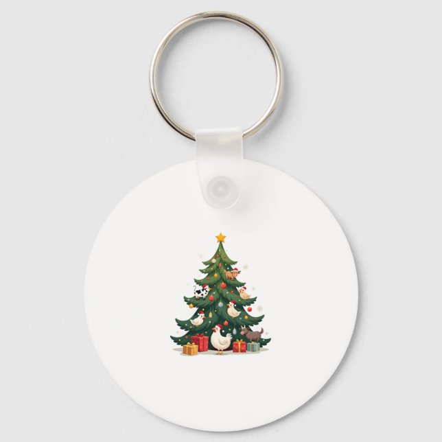 Chicken Cow Goat Horse Farm Animal Farmer Christma Nyckelring (Framsida)