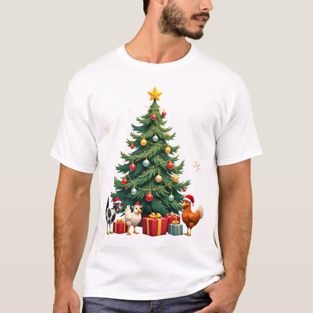 Chicken Cow Goat Horse Farm Animal Farmer Christma T Shirt (Framsida)