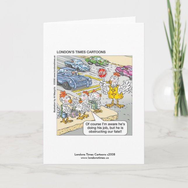 Chicken Crossing Road Funny Greeting Card Kort (Framsida)