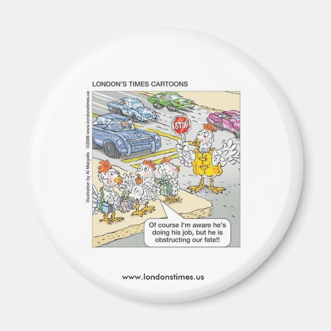 Chicken Crossing Road Funny Novelty Magnet (Framsidan)