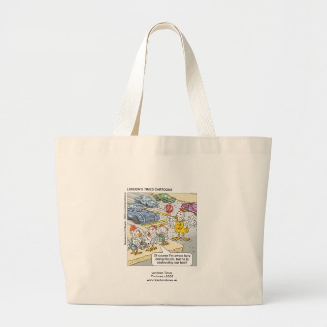 Chicken Crossing Road Funny Tote Bag Jumbo Tygkasse (Framsidan)