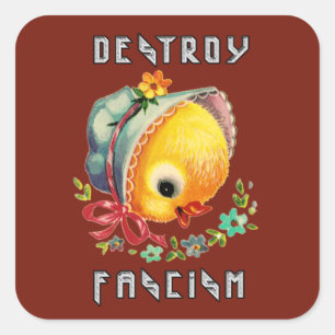 Chicken Cute Retro - ödelägga fascism Fyrkantigt Klistermärke