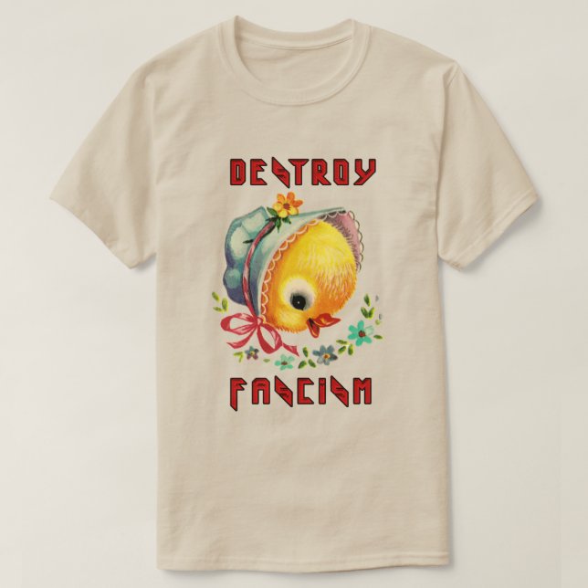 Chicken Cute Retro - ödelägga fascism T Shirt (Design framsida)