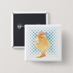 Chicken Cute Retro Vibes Bubblegum White Knapp