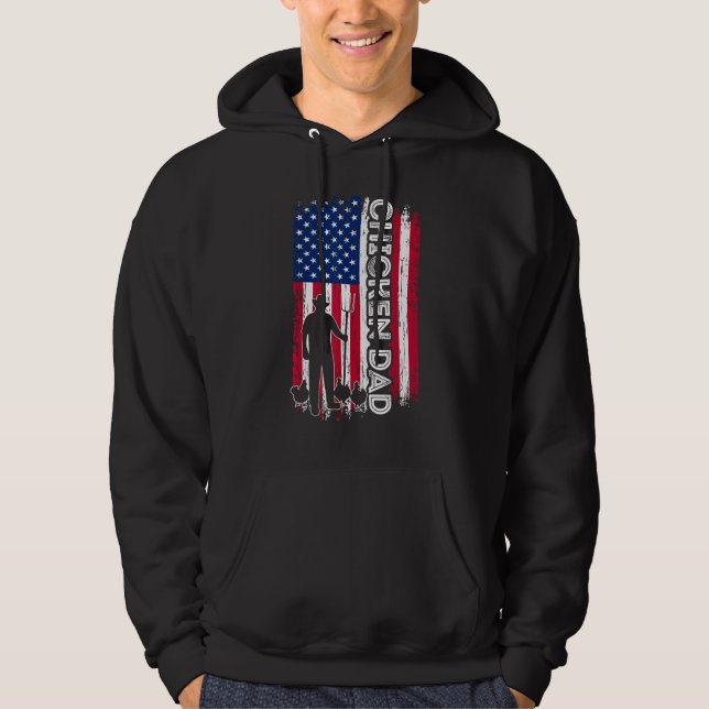Chicken Dad  American Flag Father s Day Patriotic Hoodie (Framsida)
