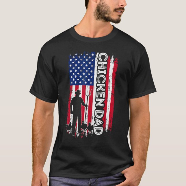 Chicken DAD American Flag Poultry Farmer Dad Fathe T Shirt (Framsida)