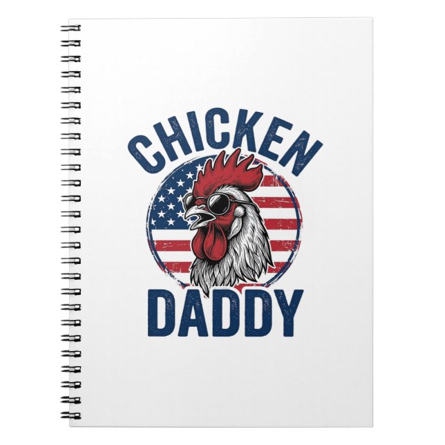 Chicken Daddy Rooster Vintage Patriotic Shirt Desi Anteckningsbok (Framsidan)