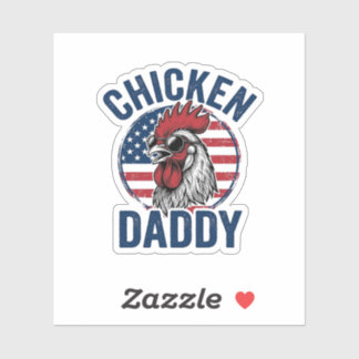 Chicken Daddy Rooster Vintage Patriotic Shirt Desi Klistermärken