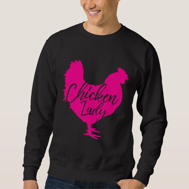 Chicken Dam for Women Rosa Lång Ärmad Tröja (Framsida)