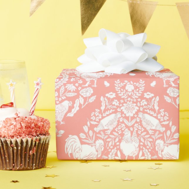 Chicken Damask Presentpapper (Födelsedagsfest)