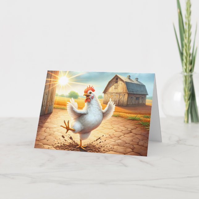 Chicken Dancing in Barnyard Birthday Kort (Framsida)