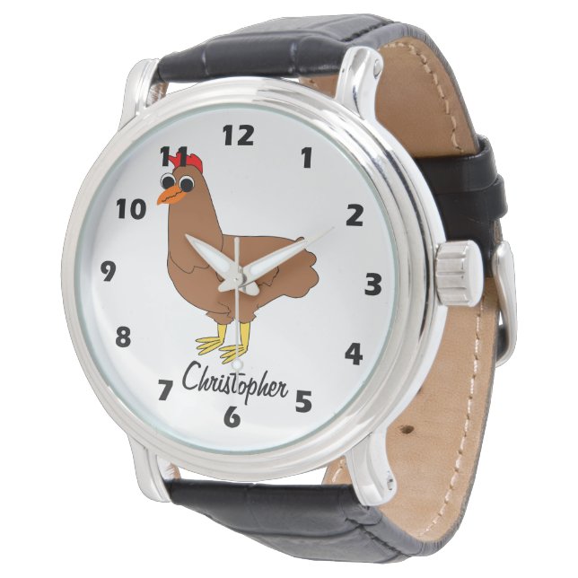 Chicken Design Personalised Armbandsur (Vinklad)