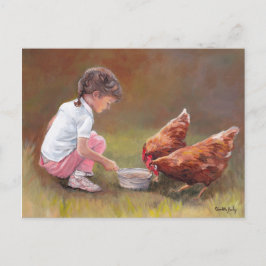 Chicken Dinner Original Art Postcard Vykort