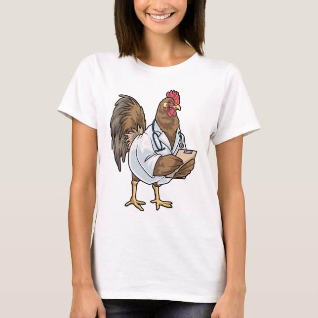 Chicken Doktor Stethoscope T Shirt (Framsida)